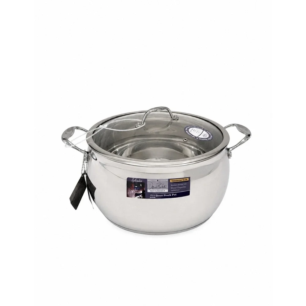 David Burke 13.5 Qt Stock Pot Vented Lid Commercial Grd Splendor Stainless Steel